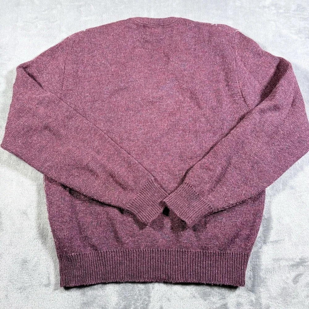Vintage Pinnacle Mens M Argyle V Neck Sweater Purple Knit Grandpa Core USA Made